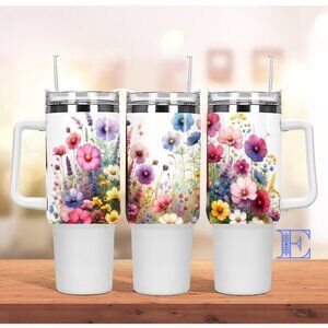 Beautiful Spring Bright Tropical Floral Flower 40 oz Tumbler/Water bottle/Mug wi